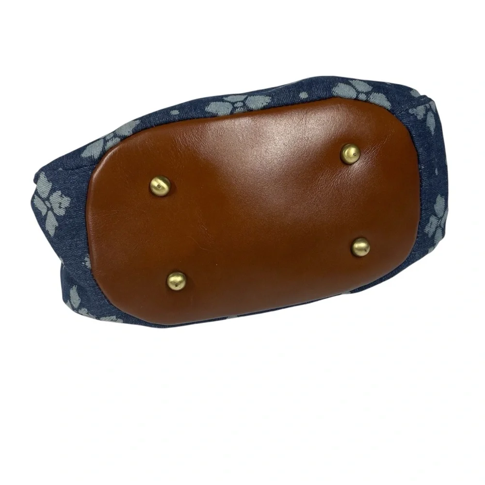 Patricia Nash Mirabella Wood Frame Denim Fabric Crossbody Bag Handbag Purse Blue
